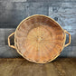 Vintage Shallow Handled Round Wicker Basket