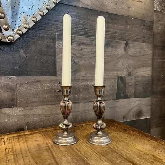Vintage Pair of Silverplated Candlestick Holders