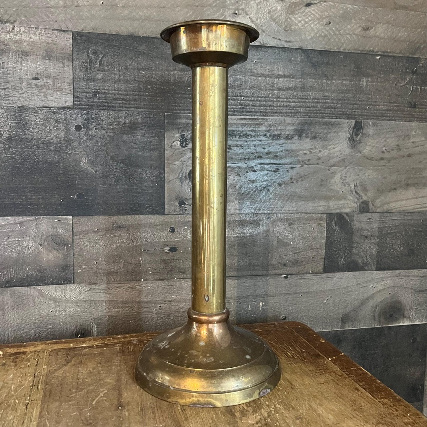 Tall Vintage Solid Brass Candle Holder - Pillar Candle Holder - Candlestick Holder