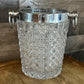 Vintage Crystal Glass Ice Bucket with Silver Tone Rim and Handles - Champagne Cooler - Bottle Chiller