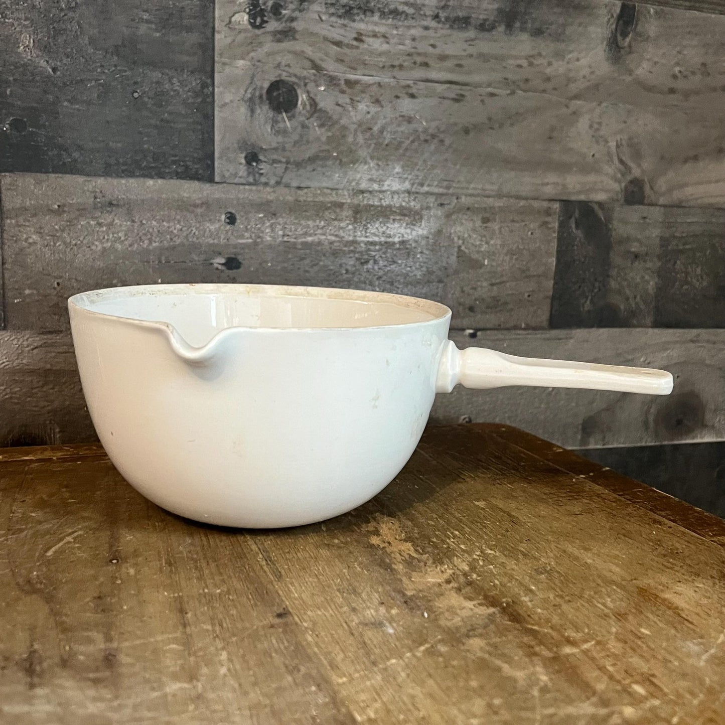 Vintage Coors USA White Porcelain Handled Bowl with Spout