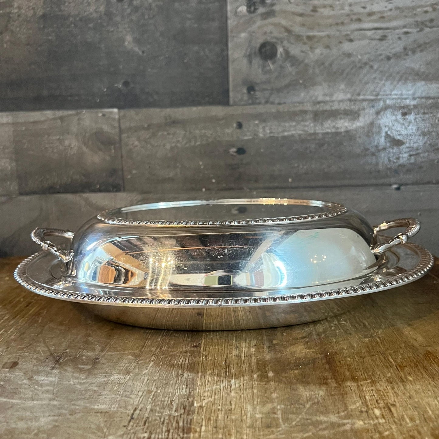Vintage Crescent Silverplated Oval Lidded Casserole Dish Server