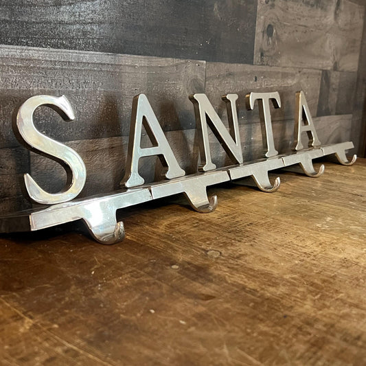 Vintage Silver Tone SANTA Stocking Holders - Set of 5 Letters
