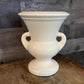 Vintage Creamy White Handled Trophy Urn Pottery Vase