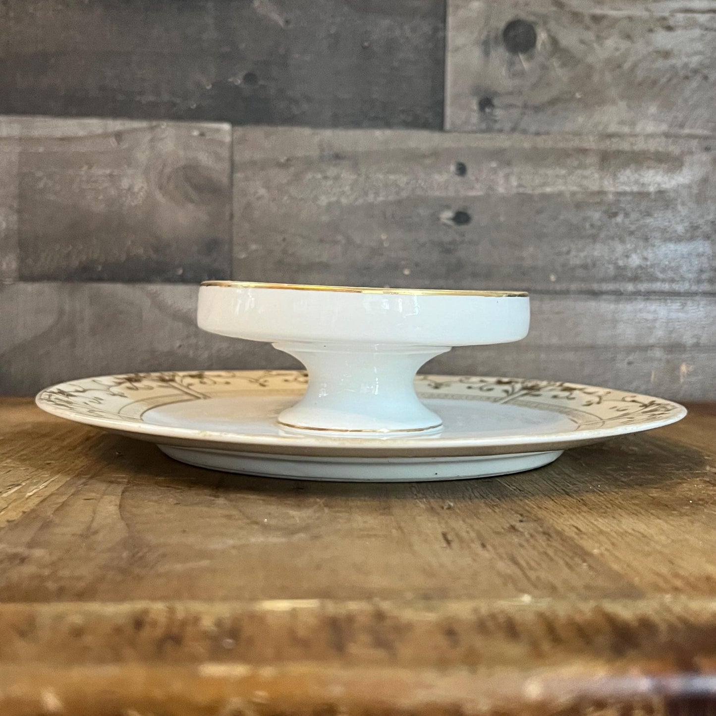 Vintage Hand Painted Nippon White and Gold Porcelain Chip and Dip Plate