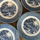 Vintage Royal China USA Currier and Ives Blue Bread and Butter Small Plates - Set of 4