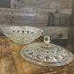 Vintage Federal Glass Clear Windsor Button and Cane Pattern Lidded Candy Dish