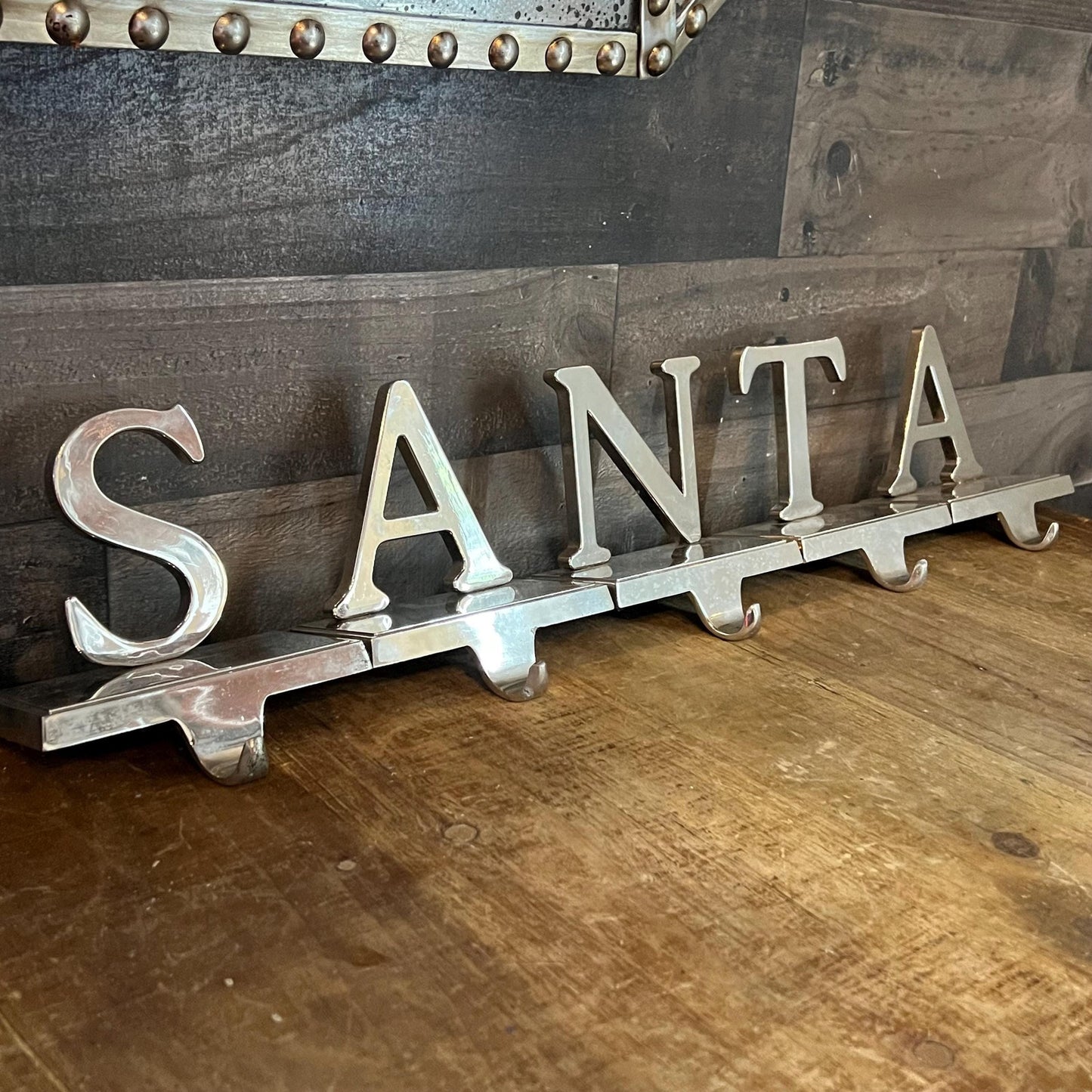 Vintage Silver Tone SANTA Stocking Holders - Set of 5 Letters