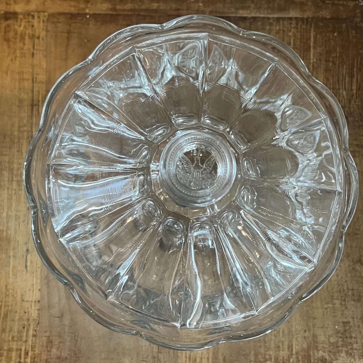 Vintage Fostoria Coin Glass Clear Large Compote Pedestal Lidded Bowl