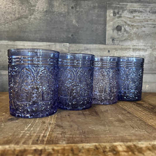 Godinger Blue Jax Double Old Fashioned Glasses - Rocks Glasses - Lowball Tumblers - Set of 4
