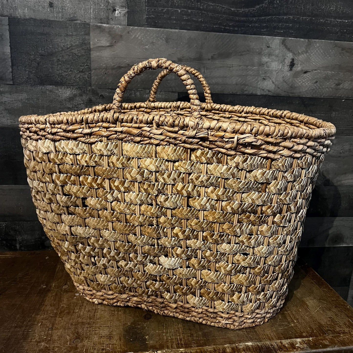 Vintage Large Woven Handled Basket
