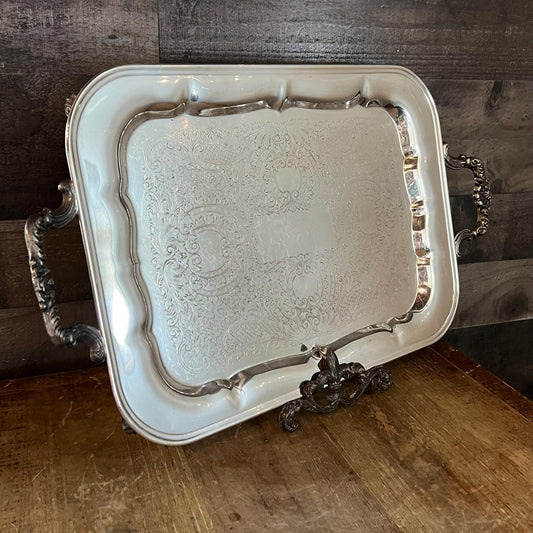 FB Rogers Silver Co Rectangular Handled Footed Tray