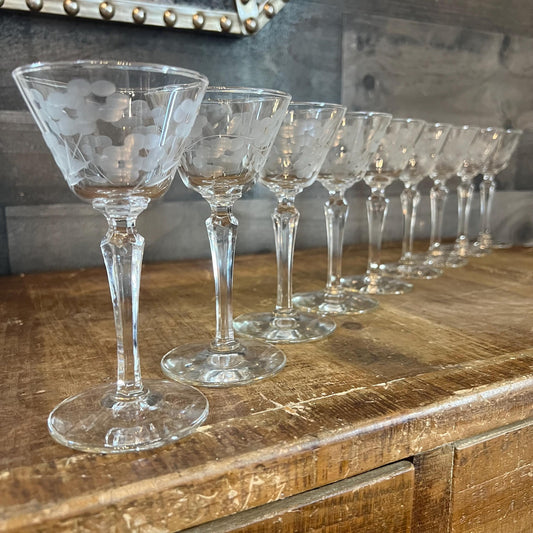 Libbey Glass Company Embassy Pattern Cocktail Glasses - Set of 9