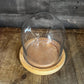 Clear Glass Dome Display on Round Wooden Base