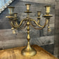 Vintage Solid Brass 5 Candlestick Holder Candelabra with Tassle Rope Detailing