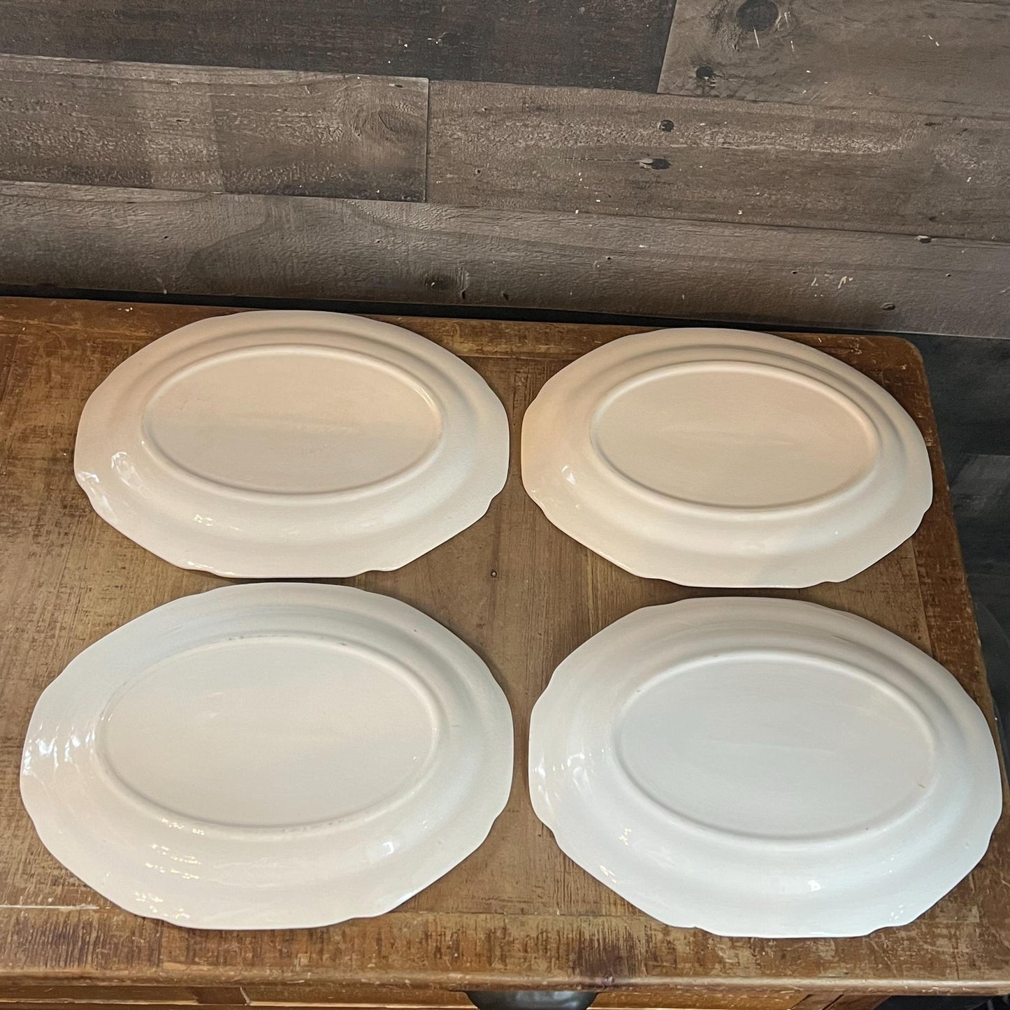 Vintage White Oval Plates - Set of 4