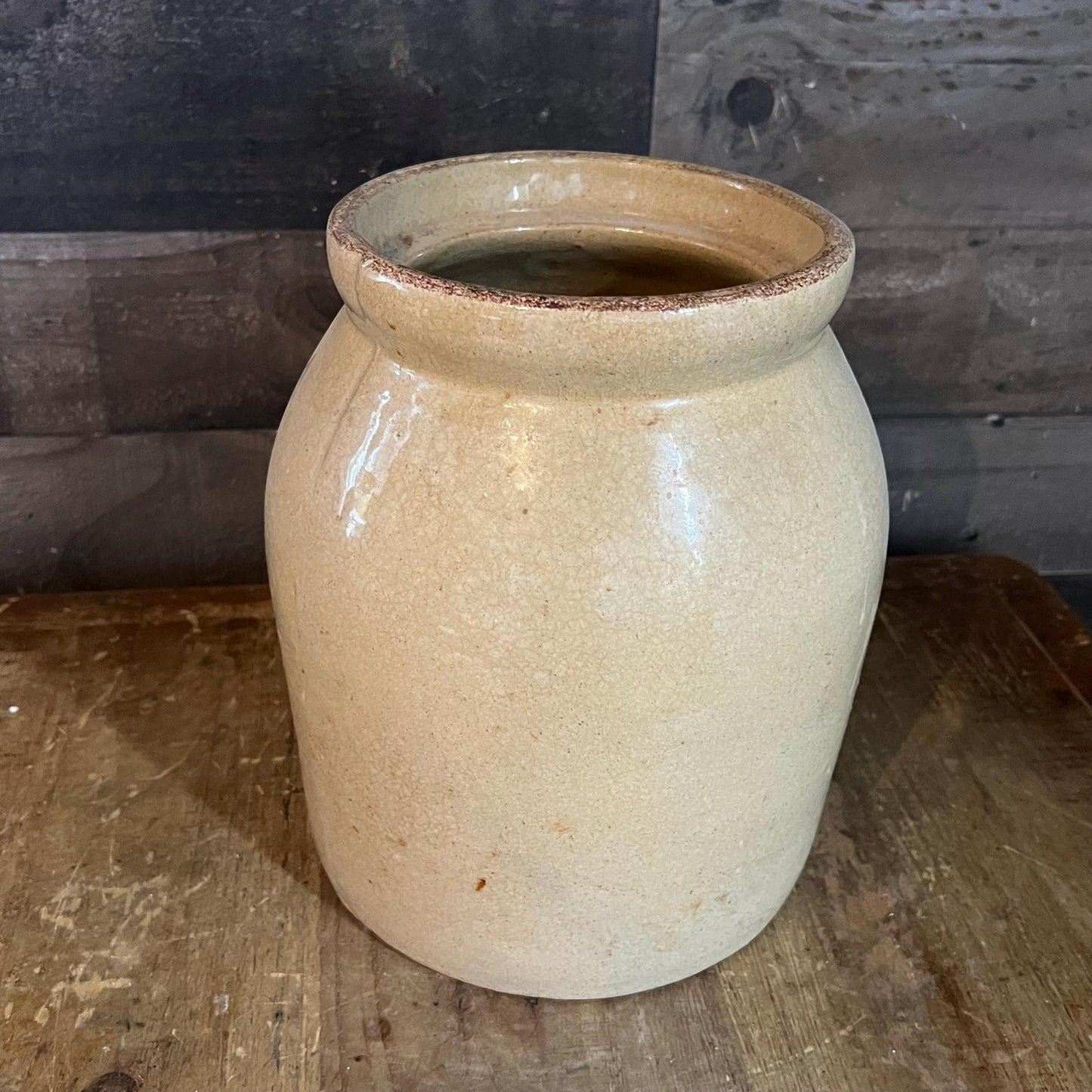 Vintage Beige Stoneware Crock