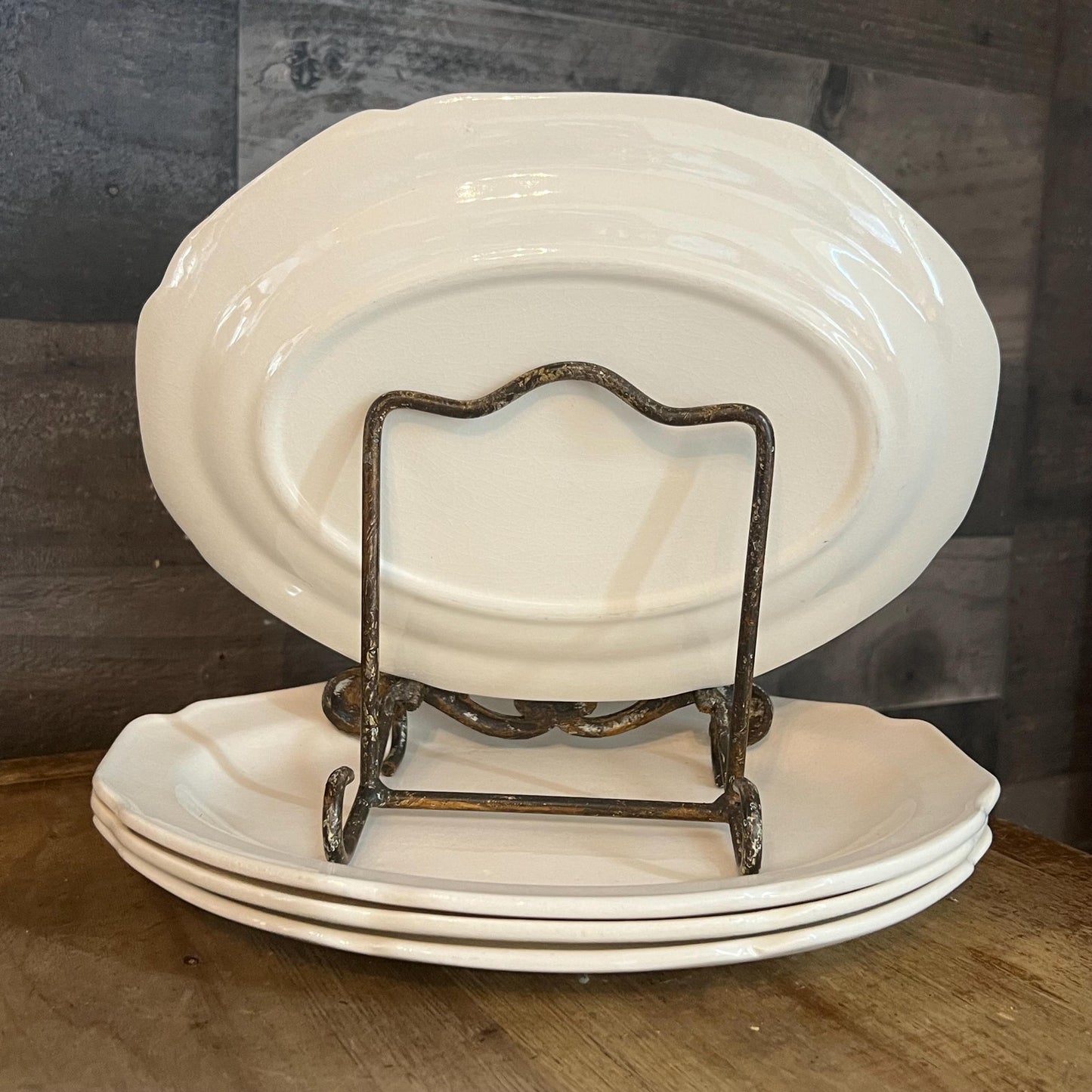 Vintage White Oval Plates - Set of 4