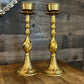 Vintage Brass Swirl Tall Candlestick Holders - Pair