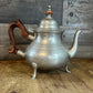 Vintage Williamsburg Restoration Stieff Pewter Brown Handle Footed Teapot