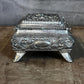 Vintage Rectangular Hinged Lidded Footed Trinket Box - Jewelry Box with Floral Accents