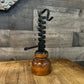 Vintage Spiral Twist Up Wrought Iron and Wooden Courting Chamberstick Candlestick Holder