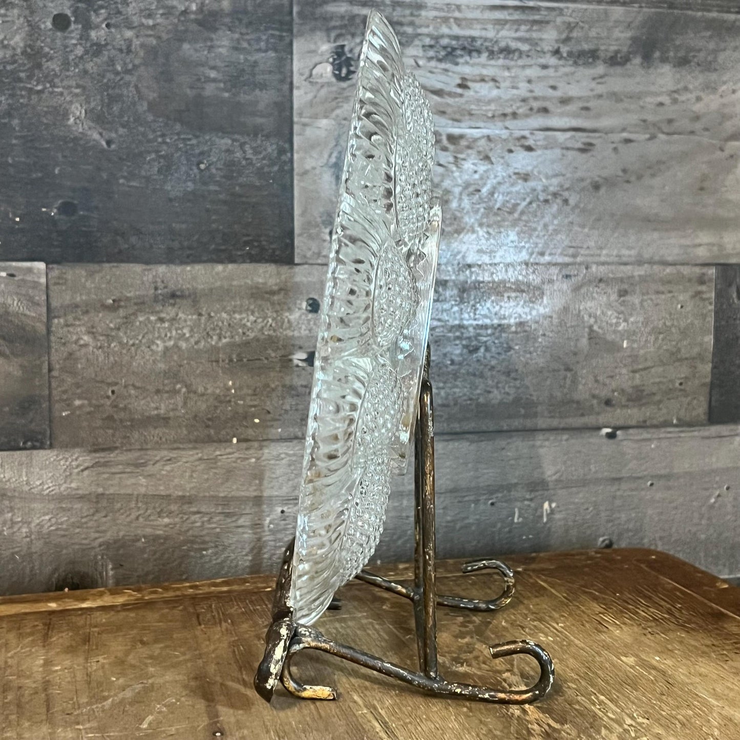 Vintage Clear Glass Egg Serving Dish - Deviled Egg Server - Oyster Plate