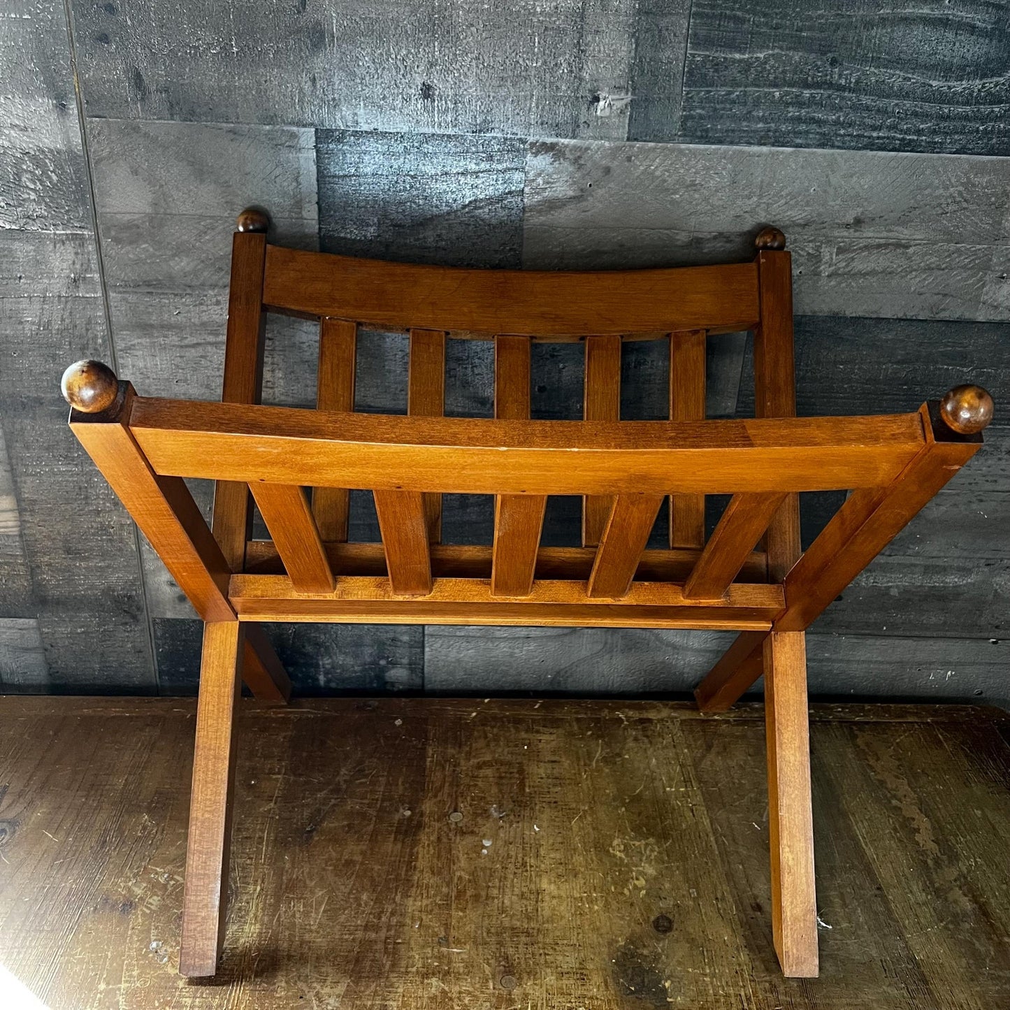 Vintage Ethan Allen Wooden Slat Magazine Rack - Blanket Holder - Book Holder - Towel Holder