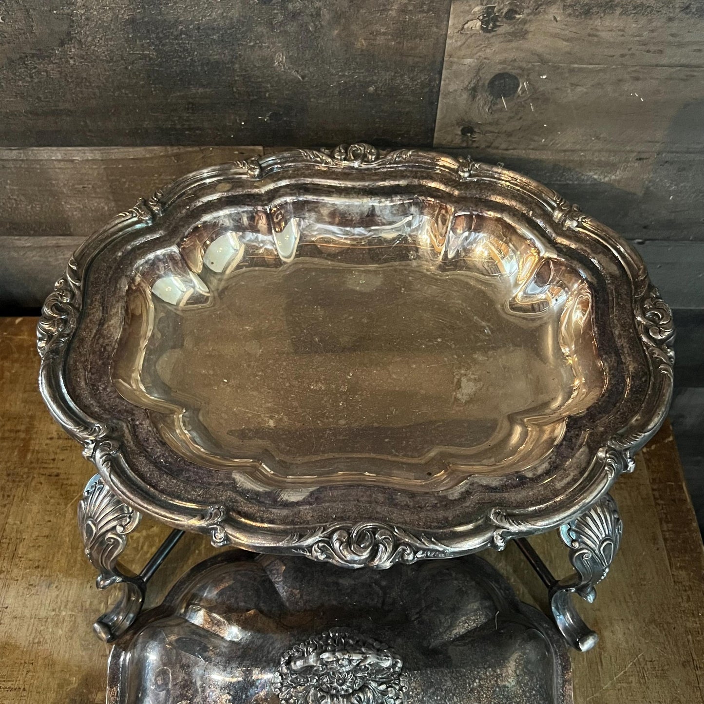 Silverplated Old English Reproduction Oval Lidded Serving Dish Warming Chafing Dish