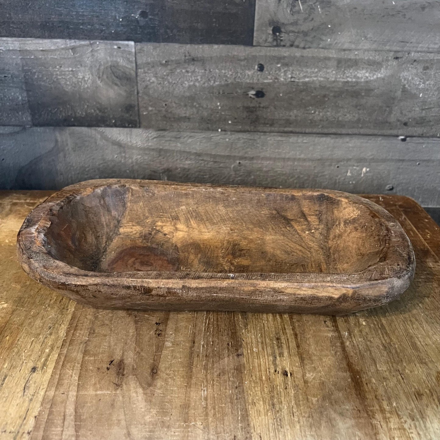 Rustic Hand Carved Wooden Dough Bowl