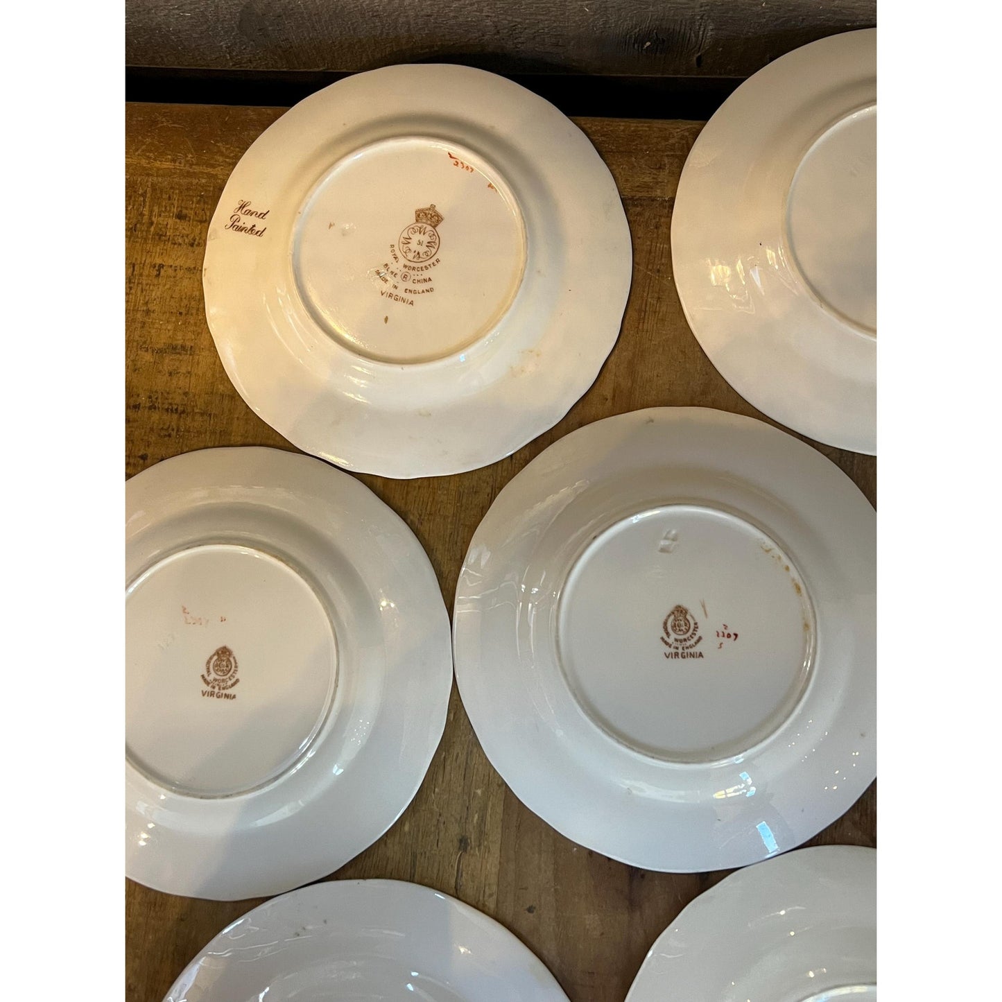 Vintage Royal Worcester Virginia Floral Pattern Bread and Butter Plates - Set of 9