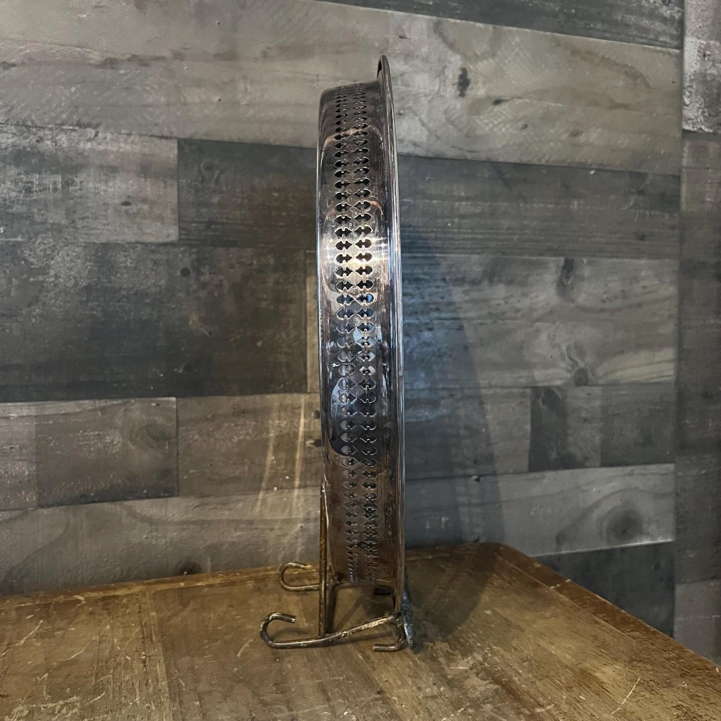 Vintage Gorham Silverplated Round Tray with Raised Perforated Rim