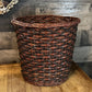 Vintage Brown and Black Woven Wicker Basket
