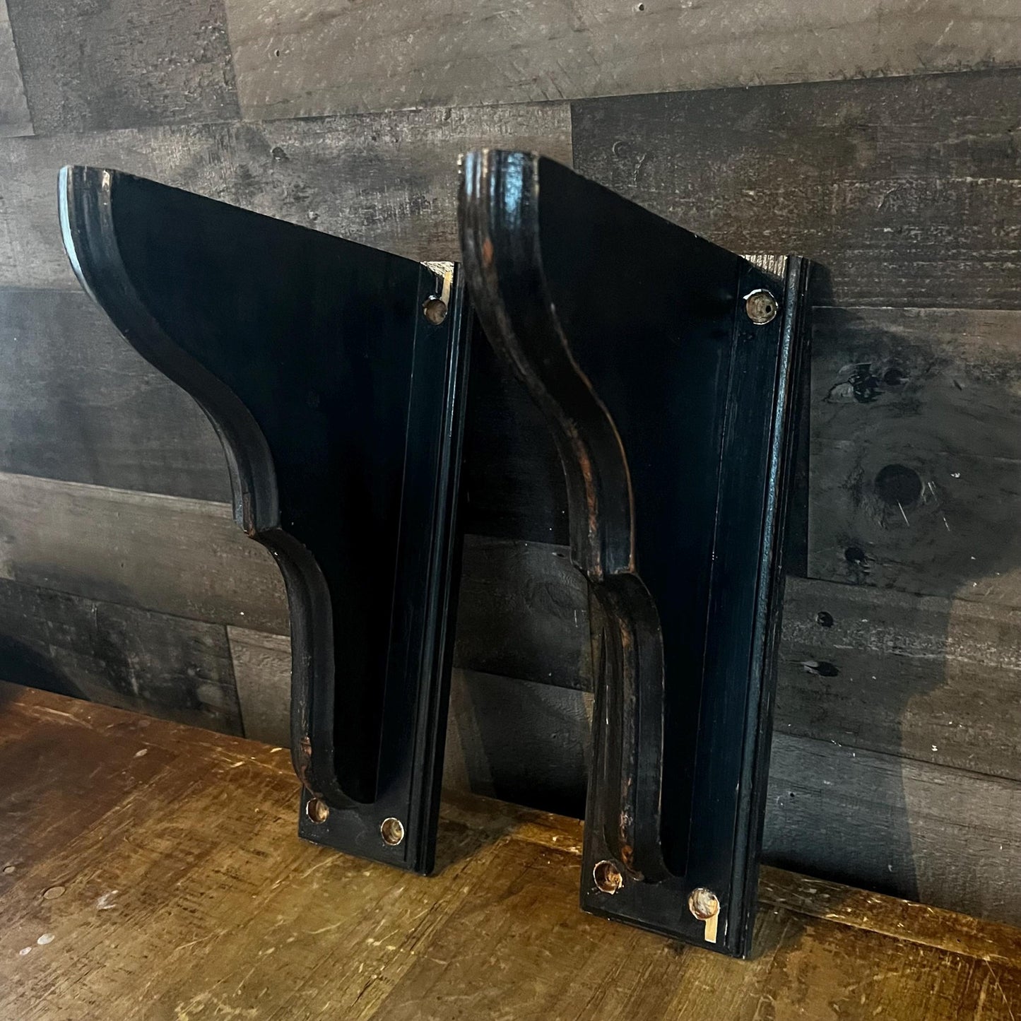Black Painted Wooden Corbels - Pair
