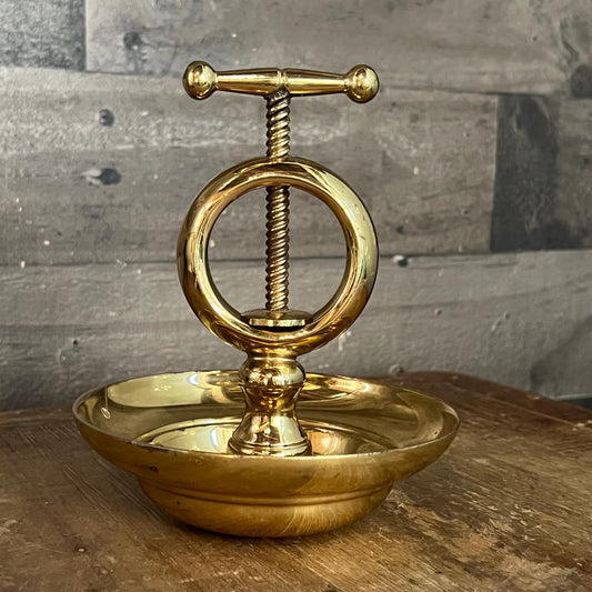 Vintage Brass Nut Cracker with Attached Underbowl
