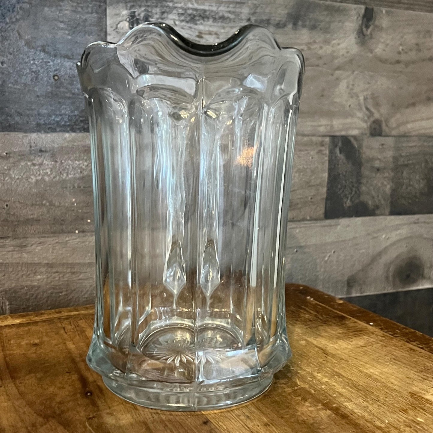 Antique Clear Imperial Glass Pure Colonial Scallop Rim Handled Pitcher