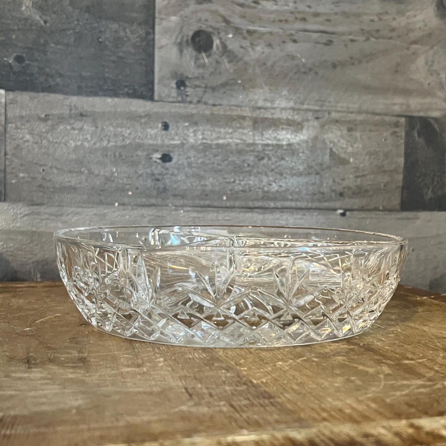 Vintage Crystal 3 Compartment Bowl - Jewelry Dish - Candy Dish - Nut Dish - Berry Server