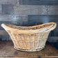 Vintage Woven Wicker Oval Handled Basket - Laundry Basket - Blanket Storage