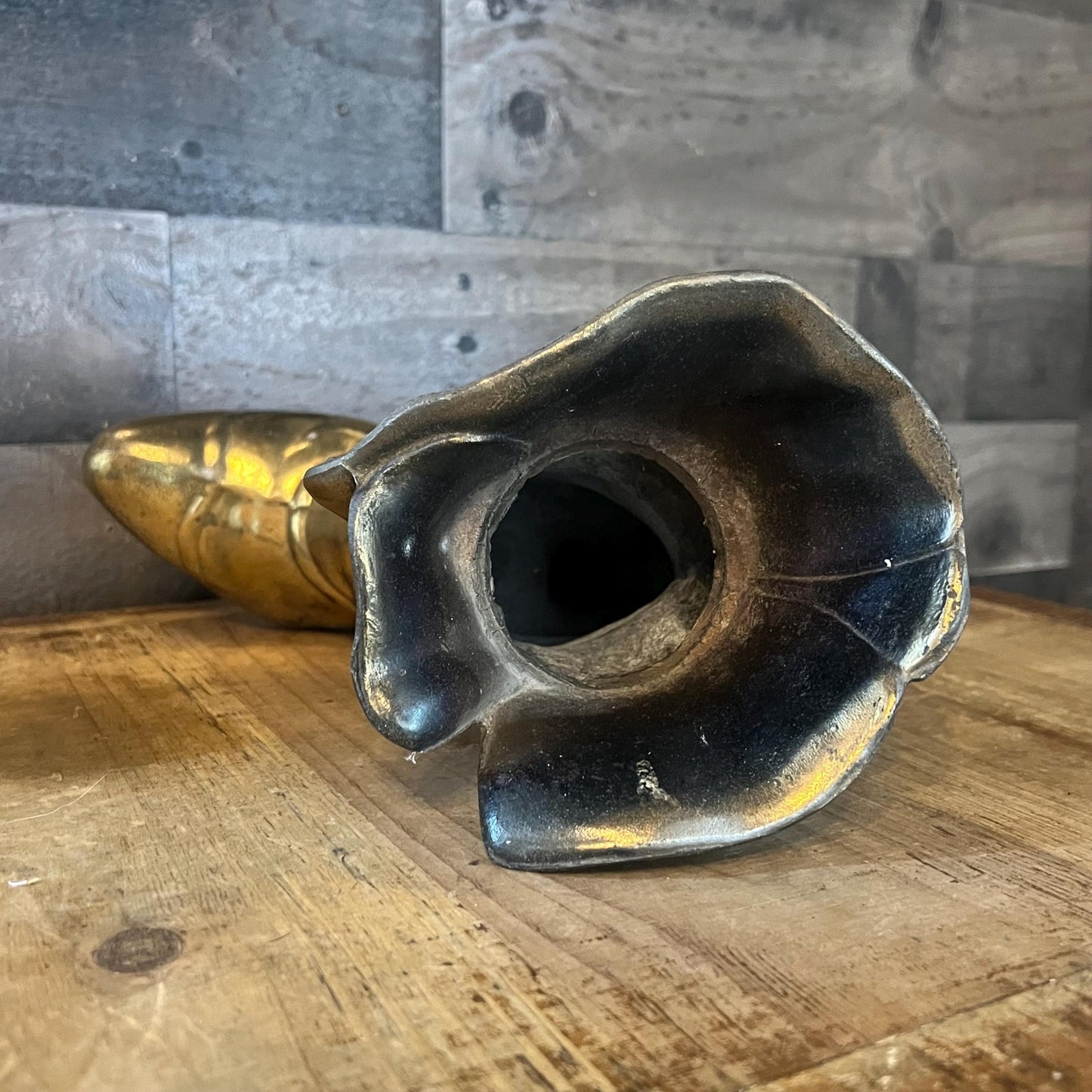 Vintage Brass Victorian Heeled Boot Planter Vase
