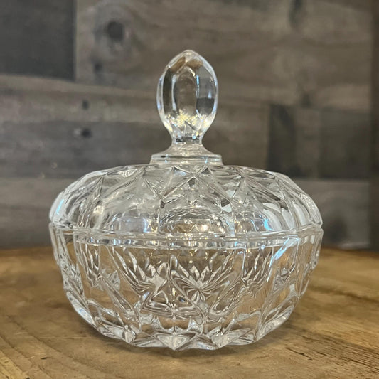 Vintage Crystal Lidded Trinket Dish