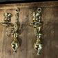 Vintage Pair of Brass Candlestick Holder Wall Sconces