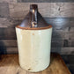 Antique 5 Gallon Blue U S Eagle Stamped Stoneware Jug - Whiskey Crock - Moonshine Crock - Brown and Beige Stoneware Crock