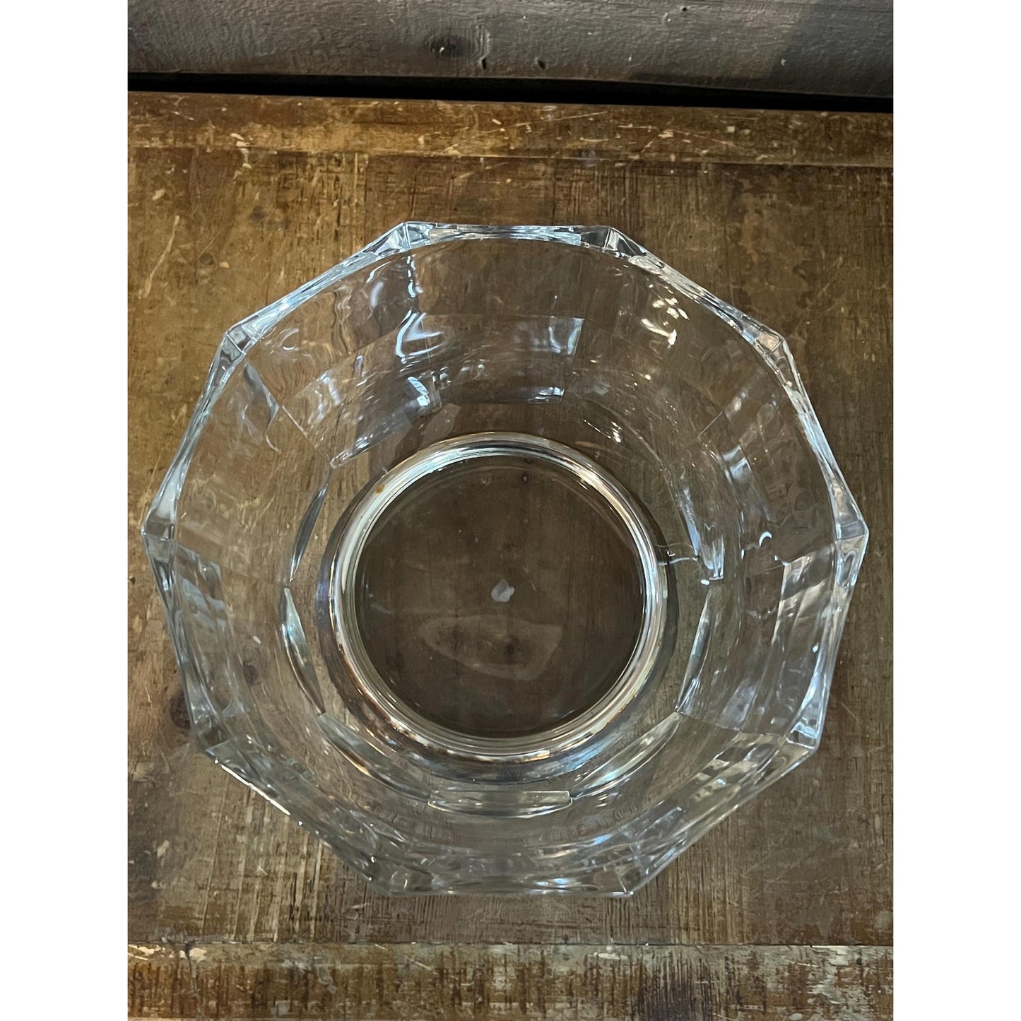 Crystal Glass Bowl with Silverplated Pedestal Base