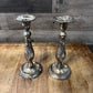 Aged Silver Tone Candlestick Holders - Pair