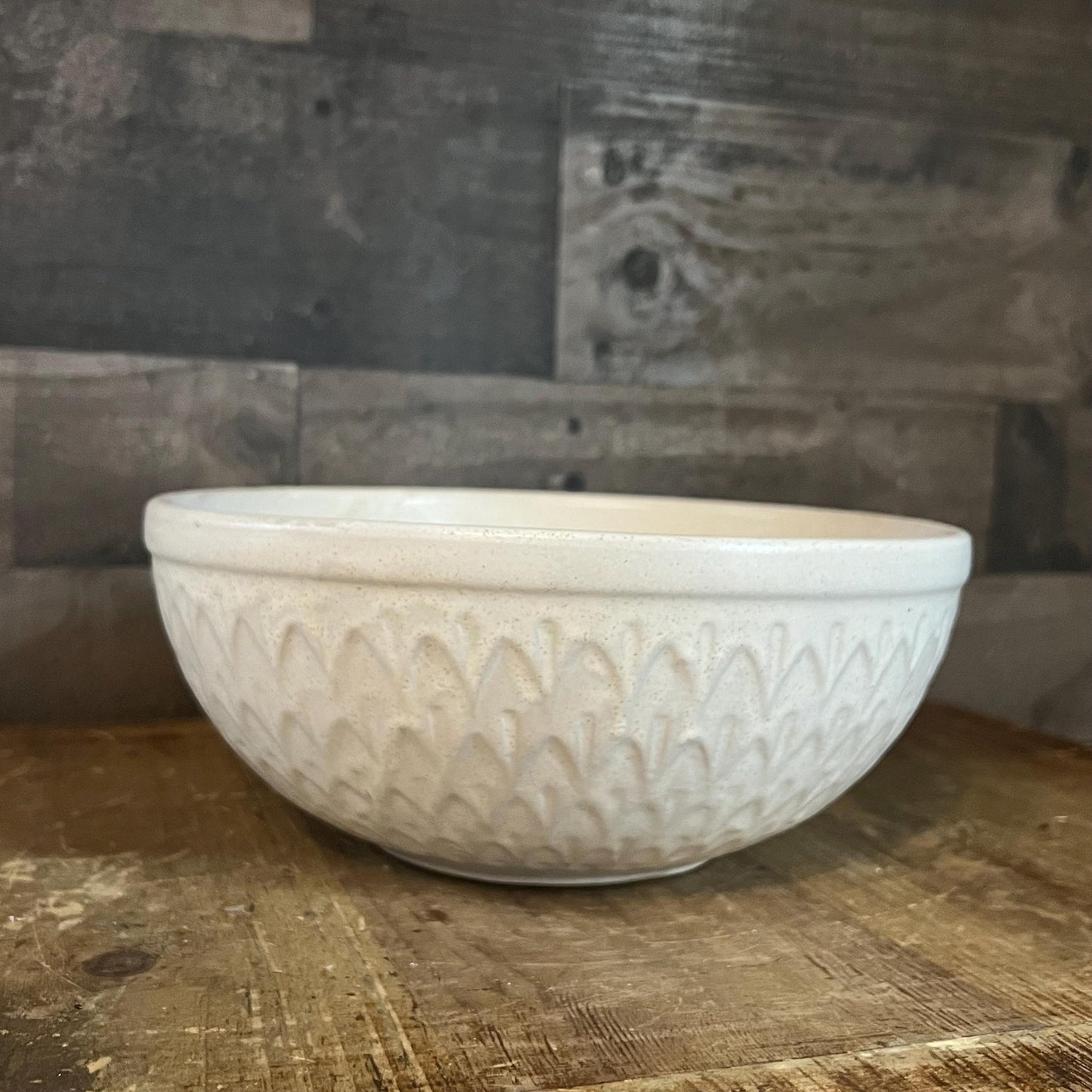 Creamy White Speckled Pottery Bowl
