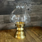 Vintage Brass Candle Holder with Clear Bubbly Glass Hurricane - Candlestick Holder - Pillar Candle Holder