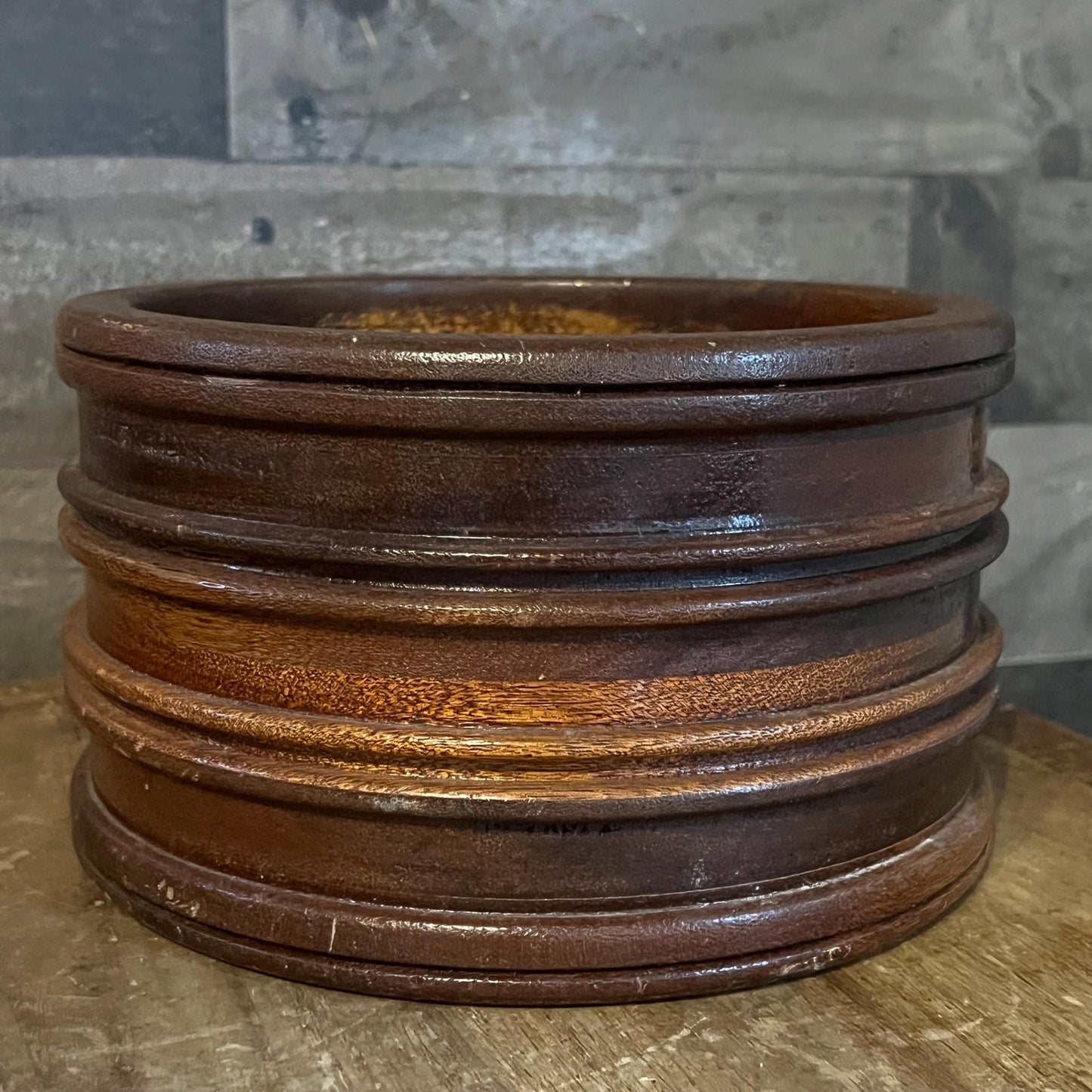 Vintage Wooden Round Bowl