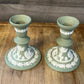 Wedgwood Jasperware Sage Green Candlestick Holders - Pair