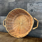 Vintage Shallow Handled Round Wicker Basket