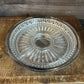 Vintage Oneida Round Silverplated Tray with Raised Reticulated Rim and Divided Glass Compartment Tray Insert